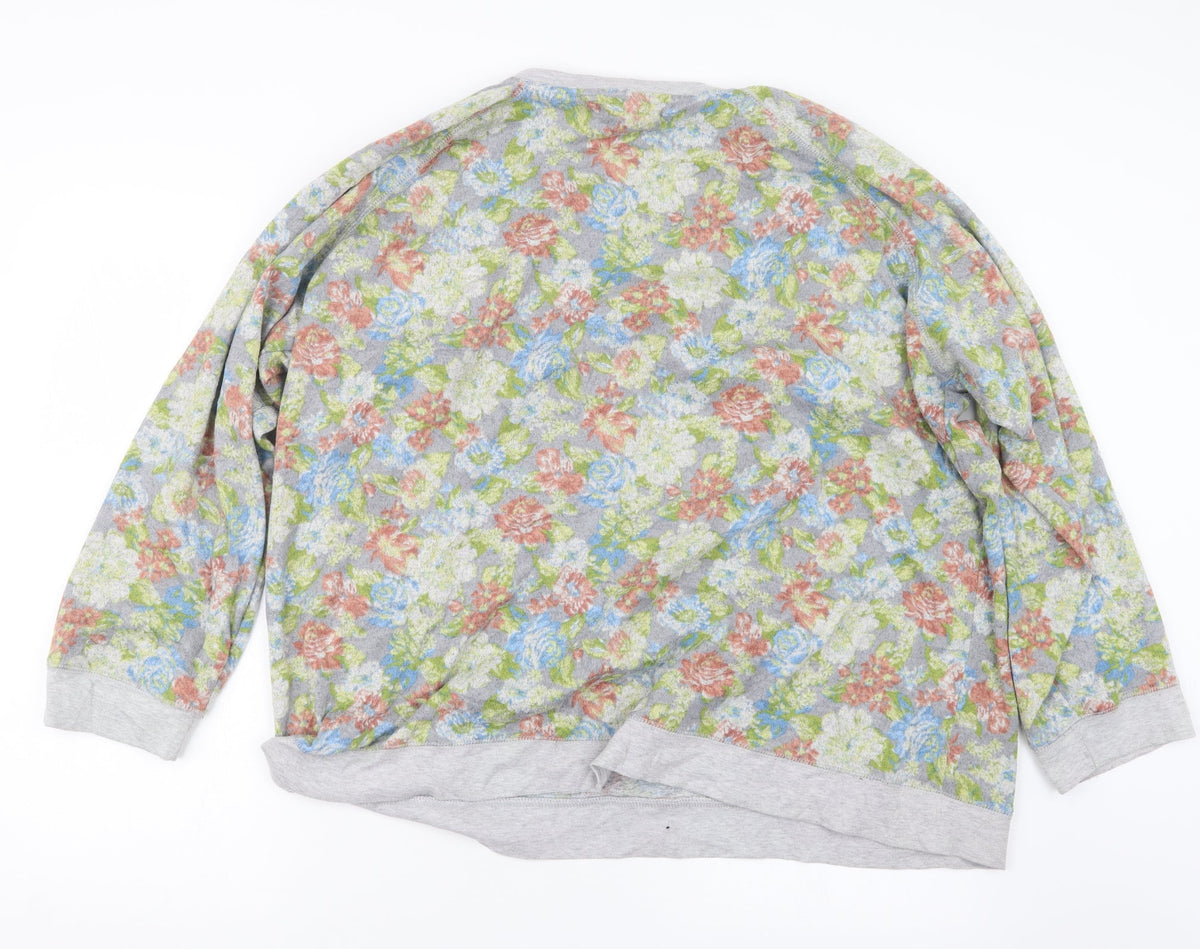 Back view of Original Essentials women’s grey floral jumper, size XL