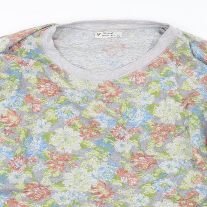Close-up detail of Original Essentials women’s grey floral jumper, size XL