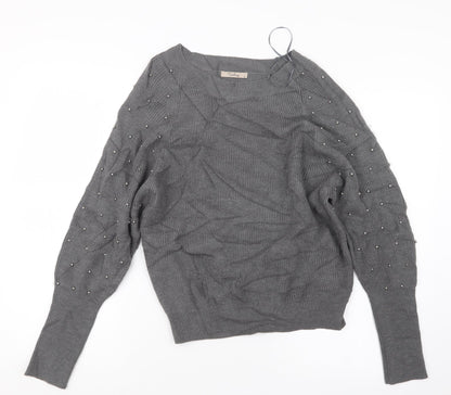 Darling Womens Grey  Knit Pullover Jumper Size M