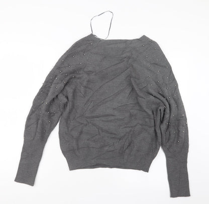 Darling Womens Grey  Knit Pullover Jumper Size M