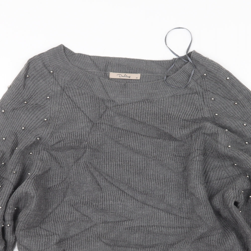 Darling Womens Grey  Knit Pullover Jumper Size M