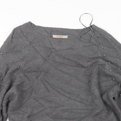Darling Womens Grey  Knit Pullover Jumper Size M