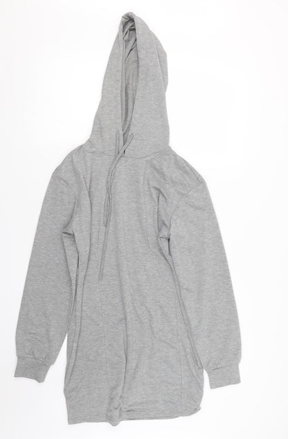 Additional front view of Zaful women’s grey pullover hoodie, size UK 8