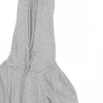 Close-up detail of Zaful women’s grey pullover hoodie, size UK 8