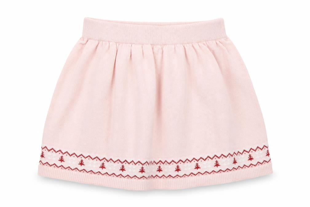 Front view of Primark girls’ pink knit a-line skirt, size 3-4, years - christmas