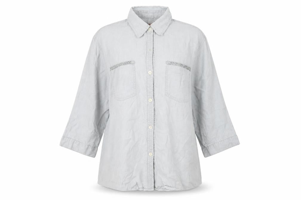 Front view of DIDI women’s grey basic button-up, size S