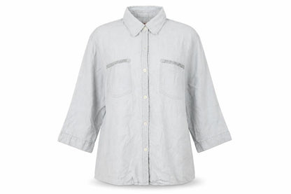 Front view of DIDI women’s grey basic button-up, size S