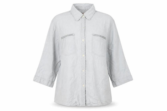 Front view of DIDI women’s grey basic button-up, size S