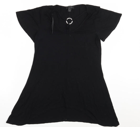 Womens UK Size 8 Atmosphere Black Basic T-Shirt