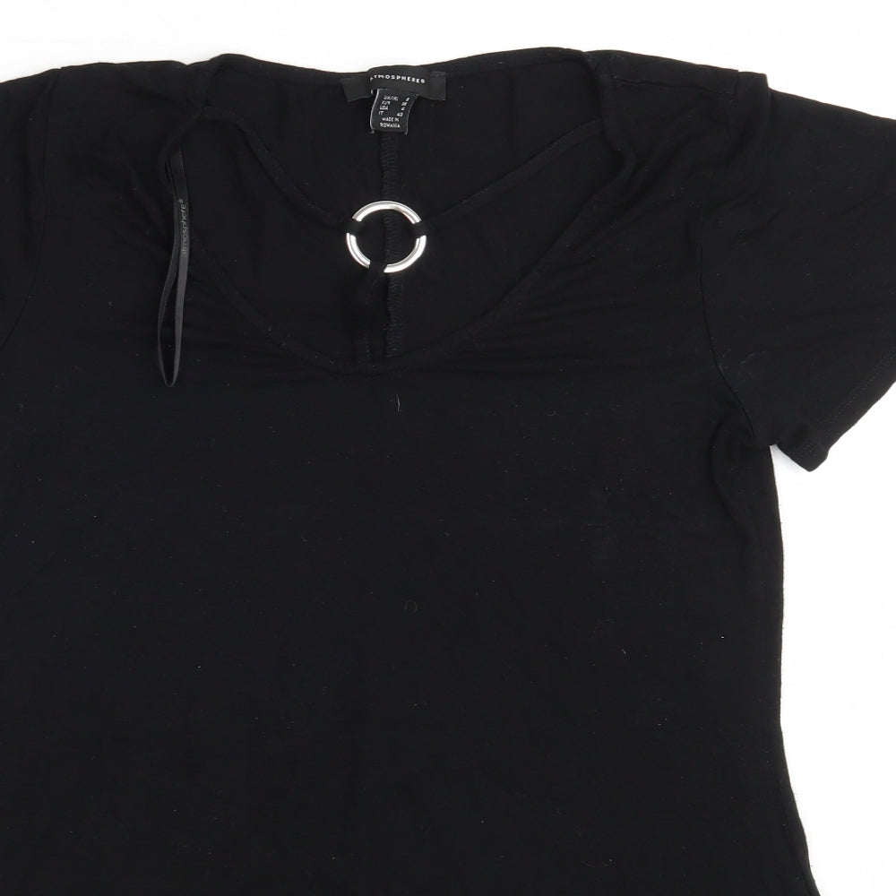Womens UK Size 8 Atmosphere Black Basic T-Shirt