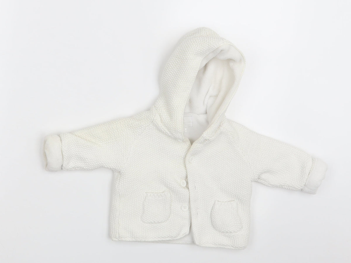 Front view of Next Baby White Jacket, size 3-6, Months
