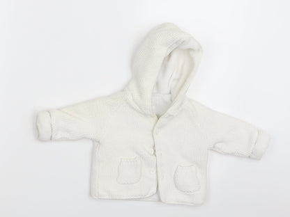 Front view of Next Baby White Jacket, size 3-6, Months
