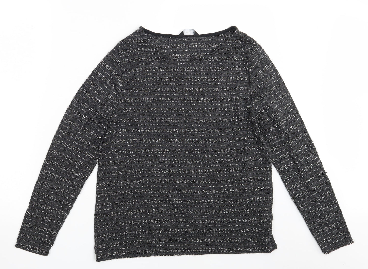 Dorothy Perkins Womens Grey Striped  Pullover Sweatshirt Size 14
