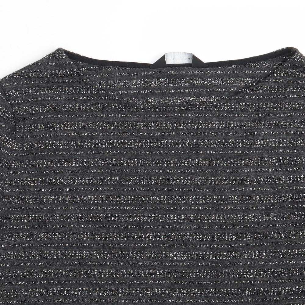 Dorothy Perkins Womens Grey Striped  Pullover Sweatshirt Size 14