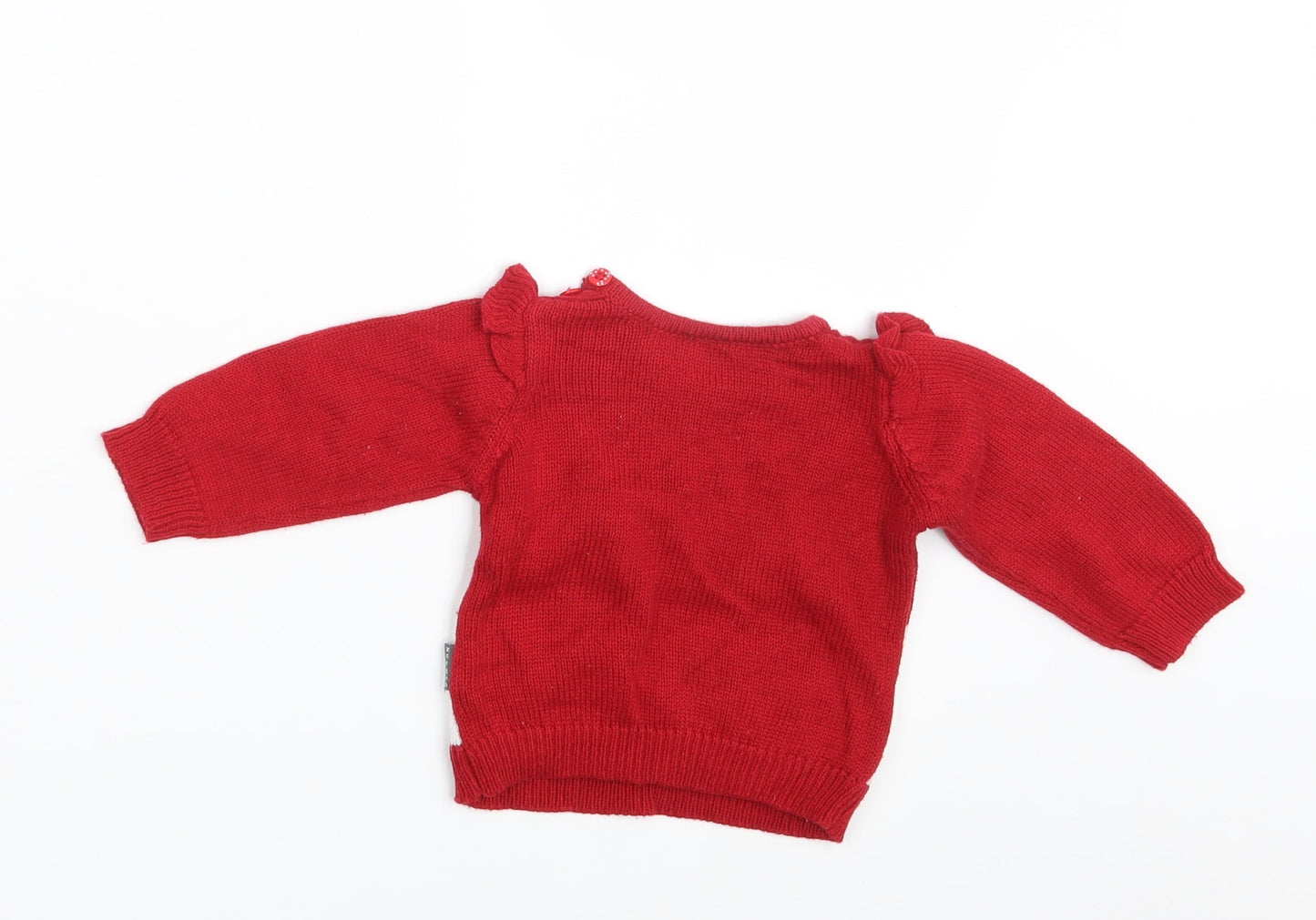 Nutmeg Girls Red   Pullover Jumper Size 3-6 Months  - Seasonal Christmas Festive Holiday