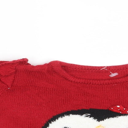 Nutmeg Girls Red   Pullover Jumper Size 3-6 Months  - Seasonal Christmas Festive Holiday