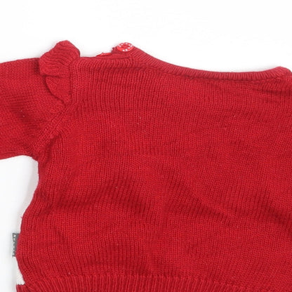 Nutmeg Girls Red   Pullover Jumper Size 3-6 Months  - Seasonal Christmas Festive Holiday