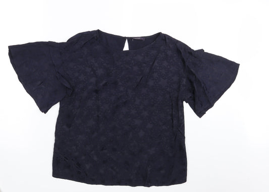 M&S Womens Blue Geometric  Basic Blouse Size 12