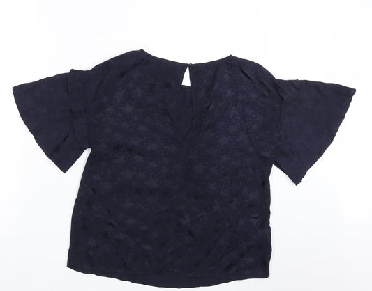 M&S Womens Blue Geometric  Basic Blouse Size 12