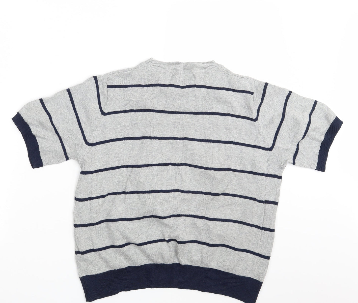 M&S Womens Grey Striped Knit Pullover Sweatshirt Size 16