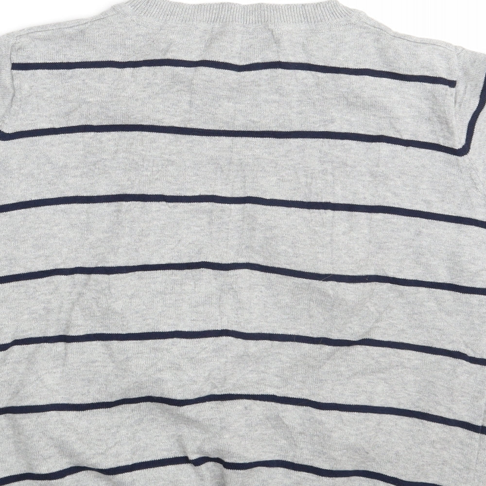 M&S Womens Grey Striped Knit Pullover Sweatshirt Size 16