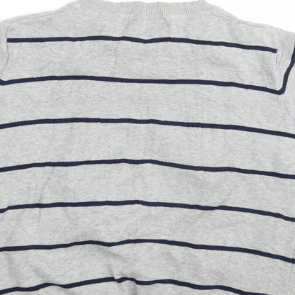 M&S Womens Grey Striped Knit Pullover Sweatshirt Size 16