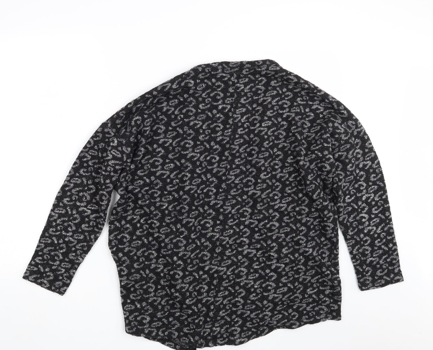 Gina Tricot Womens Black Animal Print  Wrap Jumper Size M