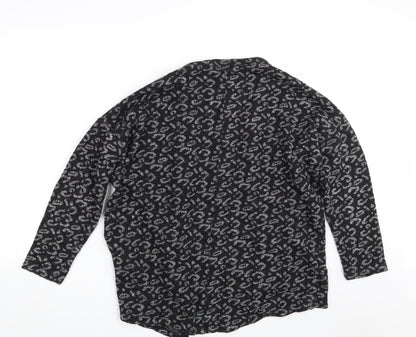Gina Tricot Womens Black Animal Print  Wrap Jumper Size M