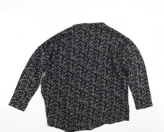 Gina Tricot Womens Black Animal Print  Wrap Jumper Size M