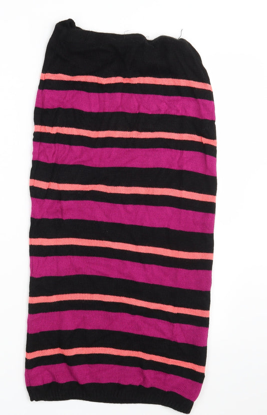 PRETTYLITTLETHING Womens Multicoloured Striped Knit Straight & Pencil Skirt Size 12