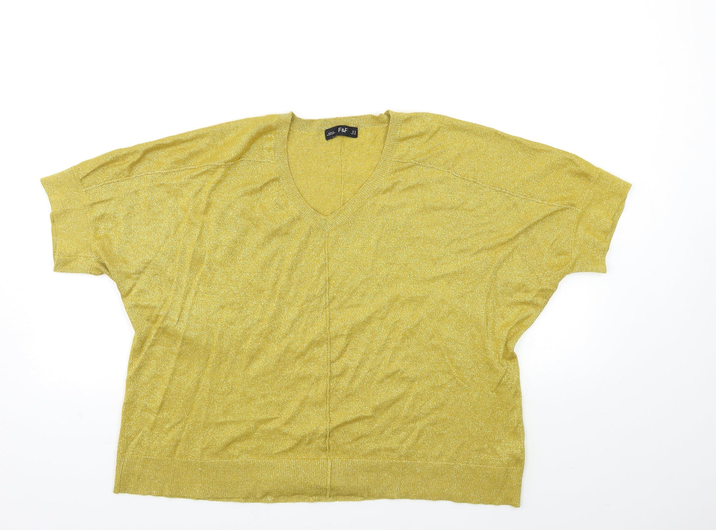F&F Womens Yellow  Knit Pullover Jumper Size 12