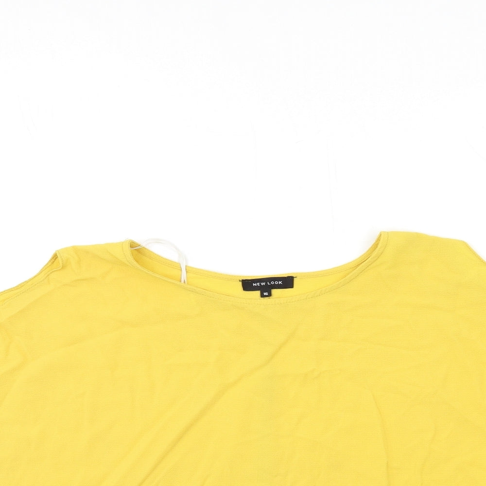 Womens UK Size 10 New Look Yellow Basic Blouse