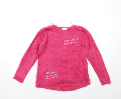 H&M Girls Pink  Knit Pullover Jumper Size 11-12 Years  - life goals