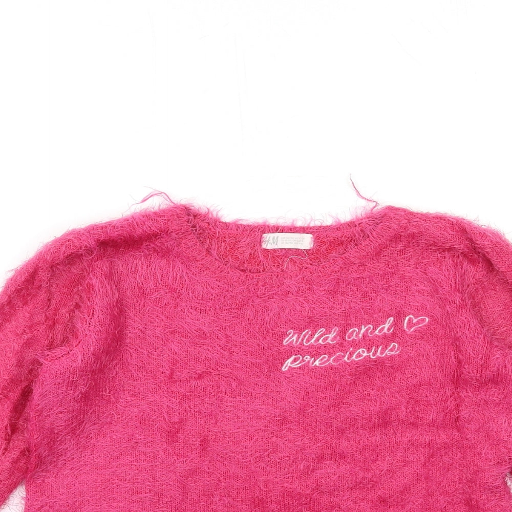 H&M Girls Pink  Knit Pullover Jumper Size 11-12 Years  - life goals