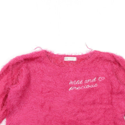 H&M Girls Pink  Knit Pullover Jumper Size 11-12 Years  - life goals