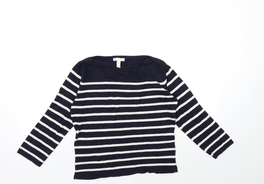 H&M Womens Blue Striped Knit Pullover Jumper Size S