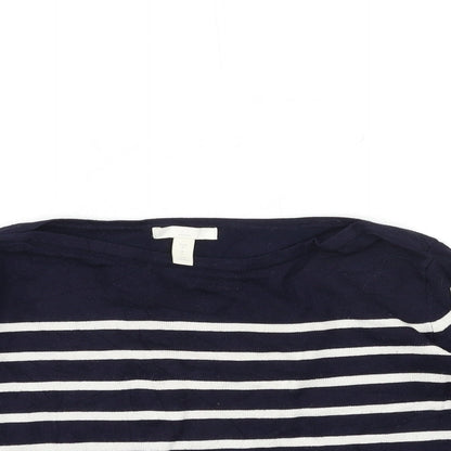 H&M Womens Blue Striped Knit Pullover Jumper Size S