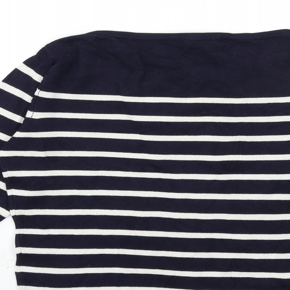 H&M Womens Blue Striped Knit Pullover Jumper Size S