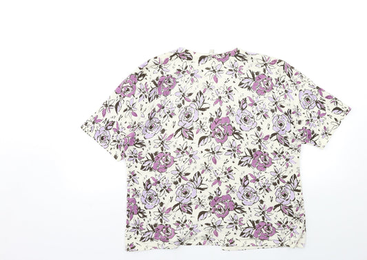 Country Casuals Womens White Floral Knit Cardigan Jumper Size L