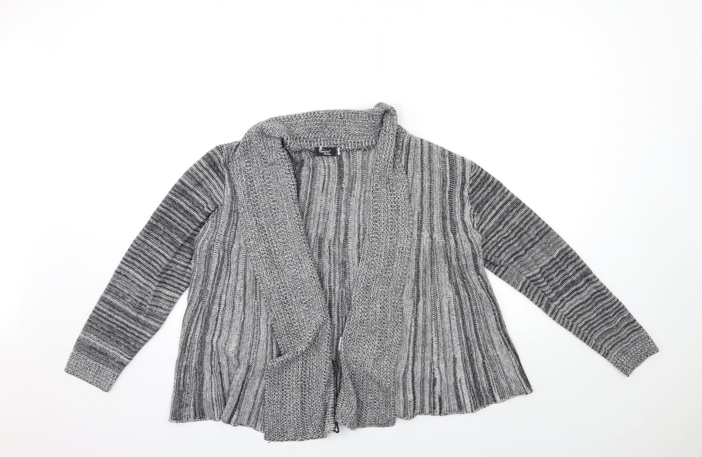 Glimpse Womens Grey Striped Knit Cardigan Jumper Size 14
