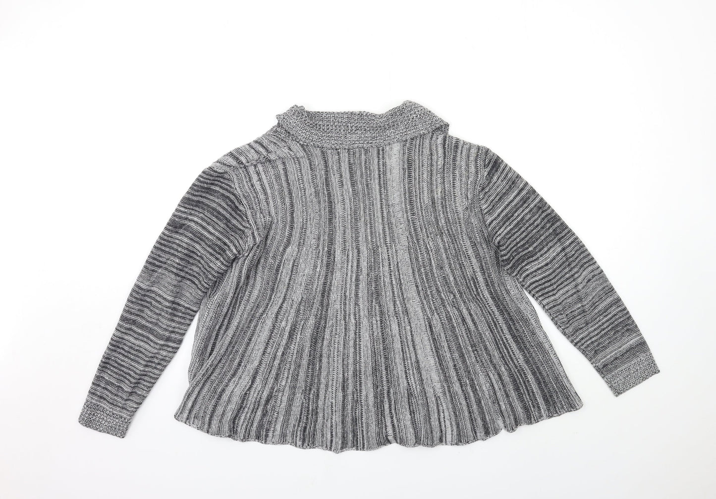 Glimpse Womens Grey Striped Knit Cardigan Jumper Size 14