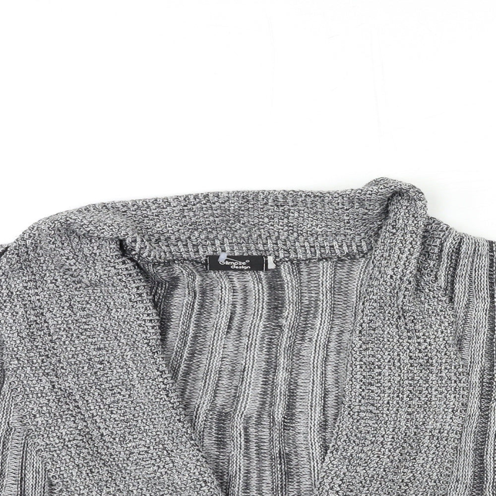 Glimpse Womens Grey Striped Knit Cardigan Jumper Size 14