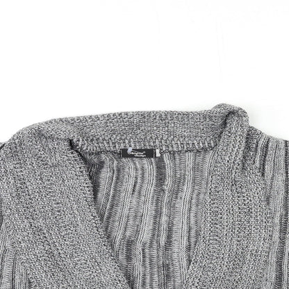 Glimpse Womens Grey Striped Knit Cardigan Jumper Size 14