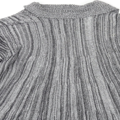 Glimpse Womens Grey Striped Knit Cardigan Jumper Size 14