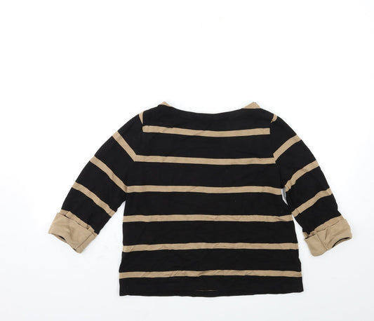 F&F Womens Black Striped  Basic T-Shirt Size 8