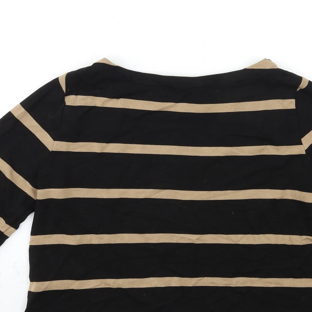 F&F Womens Black Striped  Basic T-Shirt Size 8