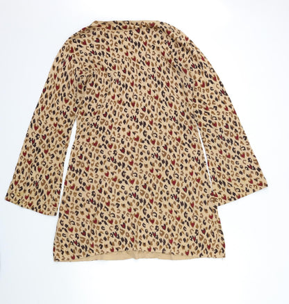 Oasis Womens Brown Animal Print Knit Jumper Dress  Size L