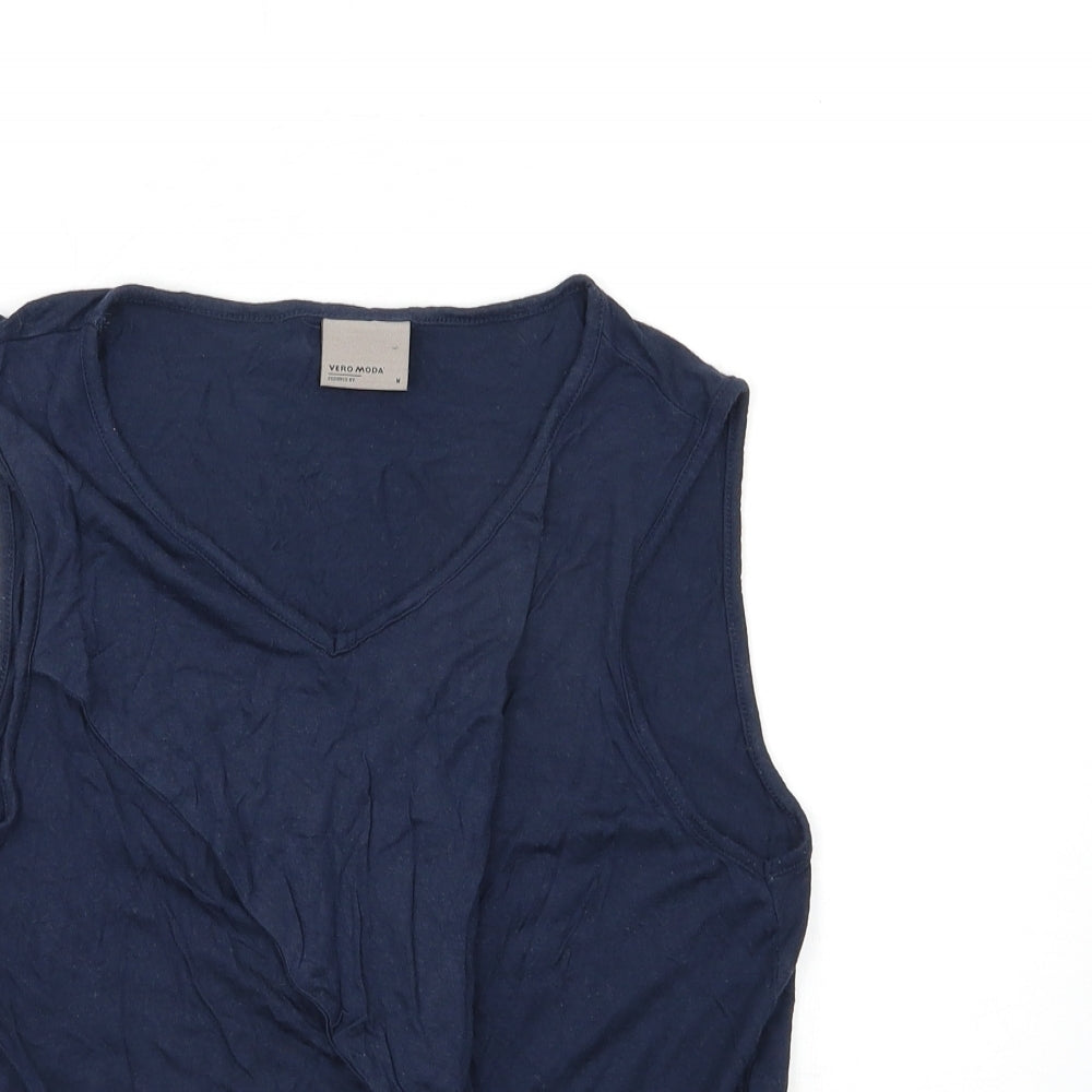 Womens UK Size M VERO MODA Blue Basic Tank