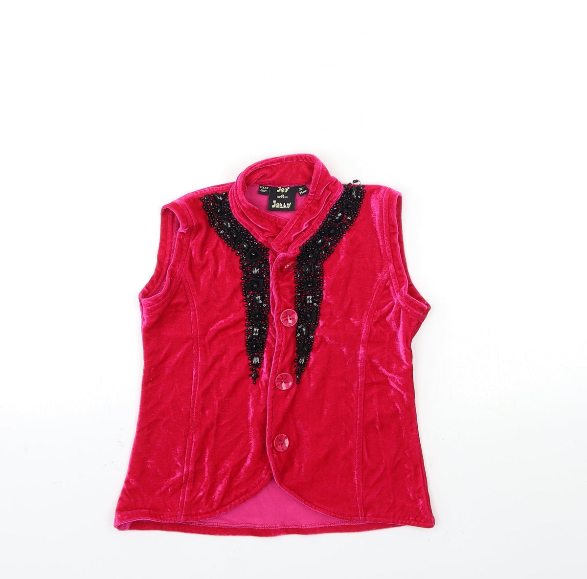 Additional front view of JOY & jOLLY women’s pink velour basic blouse, size XS
