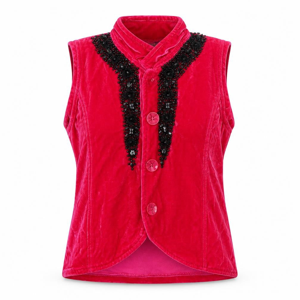 Front view of JOY & jOLLY women’s pink velour basic blouse, size XS